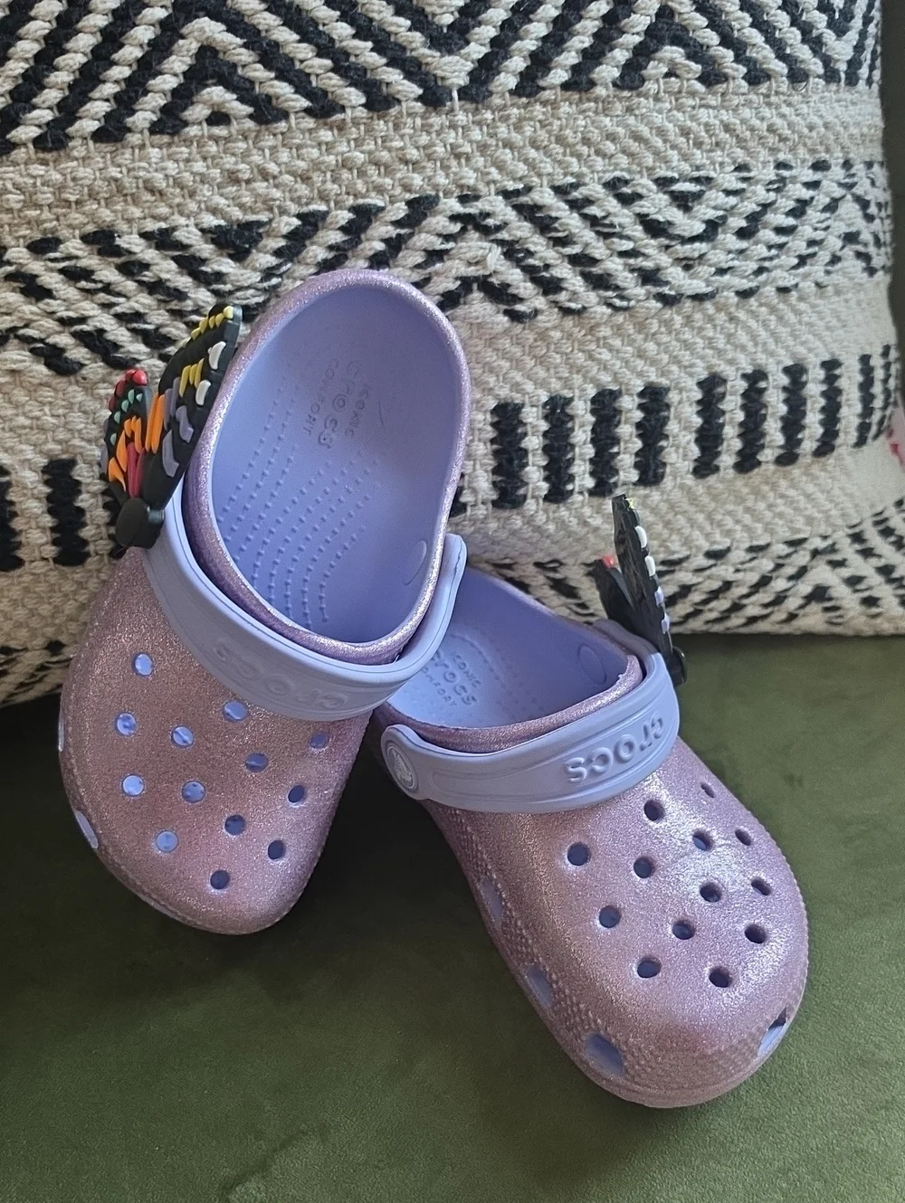 CROCS Kids Lavender Glitter Butterfly Clogs